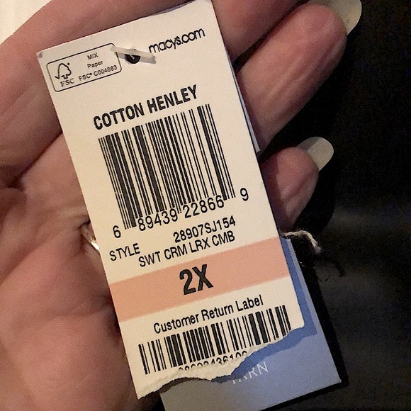 🔴 CLEARANCE🔖 NWT CHARTER CLUB CREAM 100% COTTON V-NECK TOGGLE HENLEY SWEATER 2X - Picture 9 of 10